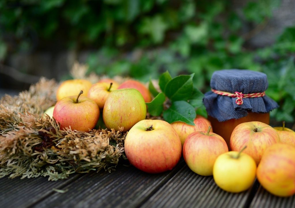 apples, fruit, jam